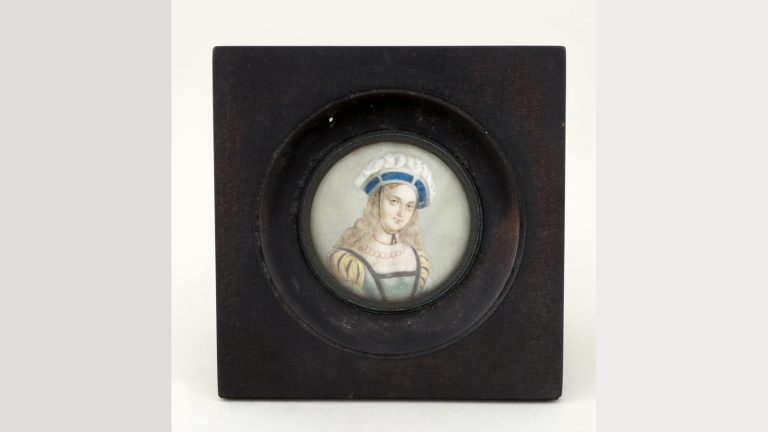 Portrait de Jeanne d’Arc / XIXe siècle Peinture sur ivoire / D.2017.1.12 / Site de la Maison natale, Domremy, cliché Claire Tabbagh – Manzana